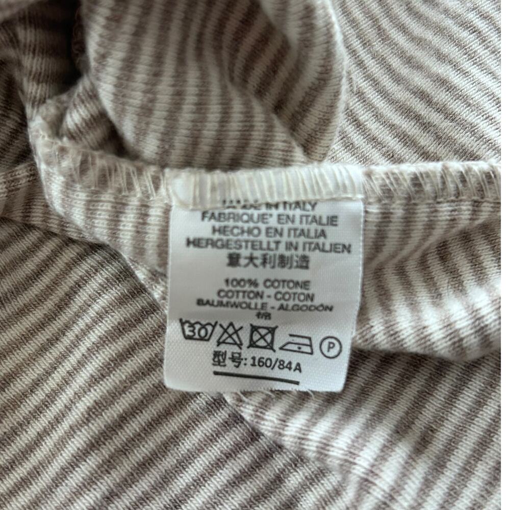Brandy Melville Beige Striped Henley Top Short Sleeve One Size - Picture 4 of 4